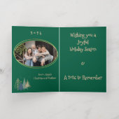 Hunter Green Pink & Gold Christmas Trees  箔グリーティングカード (内側レイダウン)