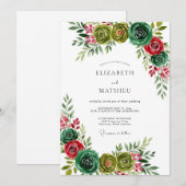 Hunter Green Plush Winter Wedding 招待状 (正面/裏面)