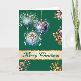 Hunter Green Vintage Ornaments Christmas シーズンカード