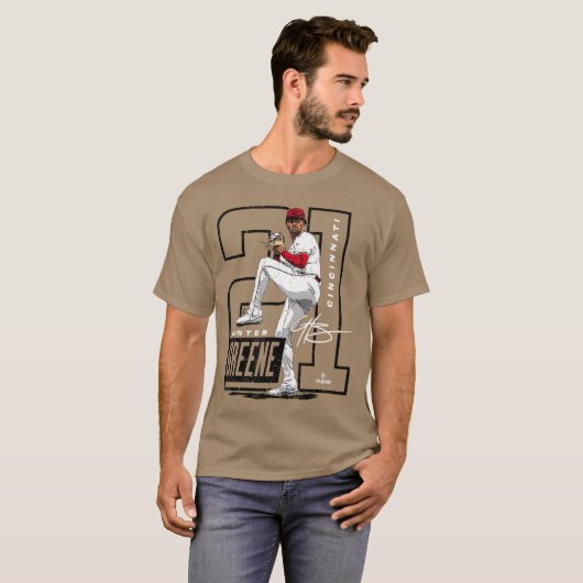 Hunter Greene Cincinnati MLB Baseball Players MLBH Tシャツ (正面フル)