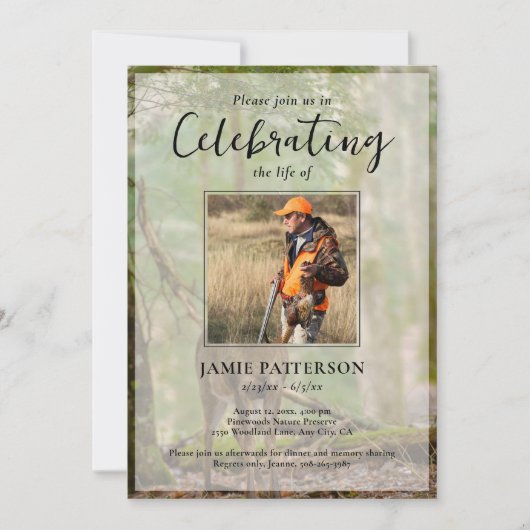 Hunter, Hunting Celebration of Life, Funeral Photo 招待状 (正面)