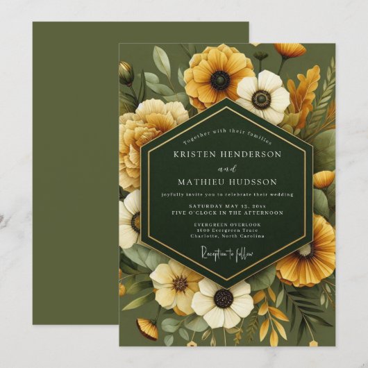 Hunter Ochre Harvest Wedding 招待状 (正面/裏面)