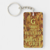 Hunter Orange Camouflage Glitter Camo Name キーホルダー (正面)