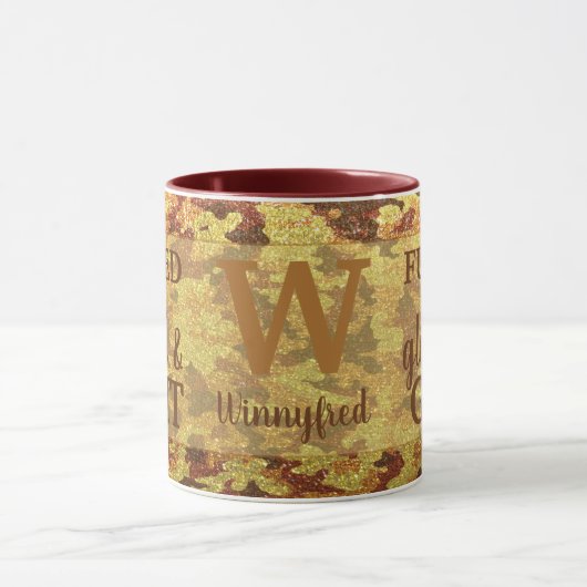 Hunter Orange Camouflage Glitter Camo Name マグカップ (中央)