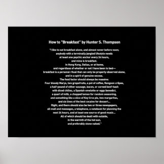 Hunter S Thompsonによる朝食の方法 ポスター