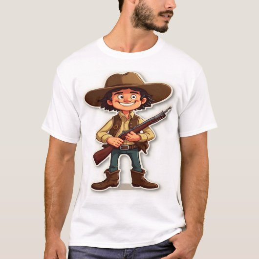 Hunter Spirit - Cartoon Gunman Graphic T Tシャツ (正面)