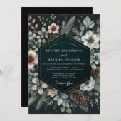 Hunter Wintry Pine Wedding 招待状 (正面/裏面)