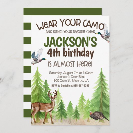 Hunting Birthday Invitation ANY AGE 招待状 (正面/裏面)