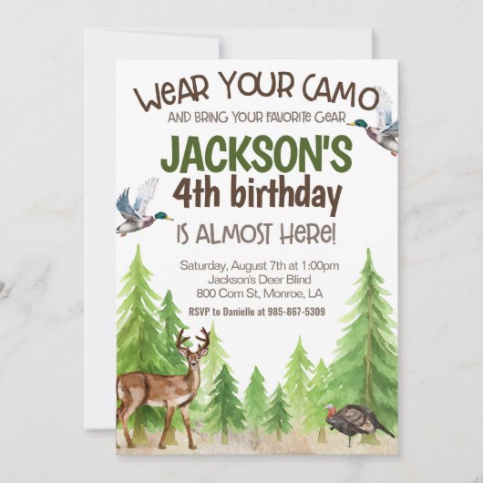 Hunting Birthday Invitation Any Age – Personalized 招待状 (正面)