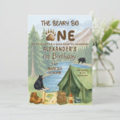 Hunting Camping Beary First Boy 1st Birthday 招待状 (スタンド正面)