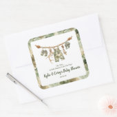 Hunting Clothesline Camo Boy Baby Shower スクエアシール (封筒)