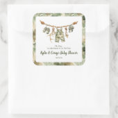 Hunting Clothesline Camo Boy Baby Shower スクエアシール (バッグ)