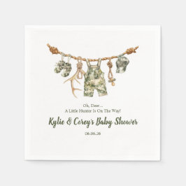 Hunting Clothesline Camo Boy Baby Shower スタンダードカクテルナプキン