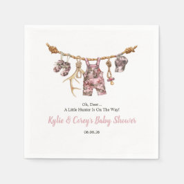 Hunting Clothesline Pink Camo Girl Baby Shower スタンダードカクテルナプキン