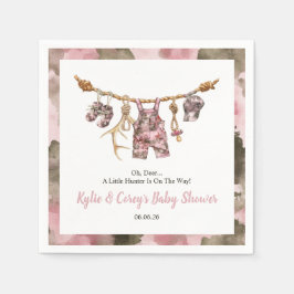 Hunting Clothesline Pink Camo Girl Baby Shower スタンダードカクテルナプキン