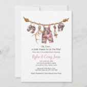 Hunting Clothesline Pink Camo Girl Baby Shower  招待状 (正面)