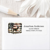 Hunting Deer American Flag Address Label ラベル (インサイチュ)