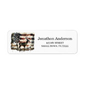 Hunting Deer American Flag Address Label ラベル (正面)