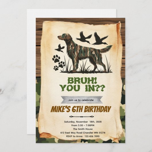 Hunting Dog Birthday Invitation 招待状 (正面/裏面)