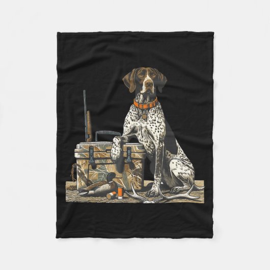Hunting Dog Inter Bird Dog Duck Hunter Camo Retrie フリースブランケット (正面)