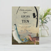 Hunting Fishing Adventure Begins Kids Birthday 招待状 (スタンド正面)