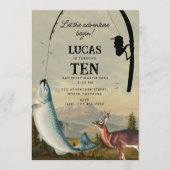 Hunting Fishing Adventure Begins Kids Birthday 招待状 (正面)