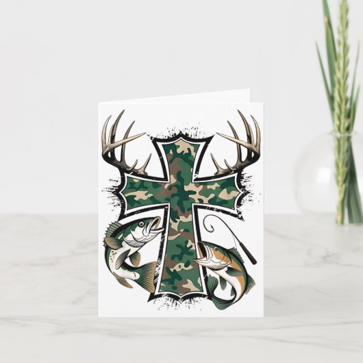 Hunting Fishing Faith - Christian Hunter Fisherman カード (正面)