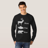 Hunting Fishing Hunt Fish Run Bear Tシャツ (正面フル)