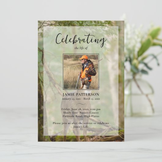 Hunting Hunter Outdoorsman Photo Funeral Program  招待状 (スタンド正面)