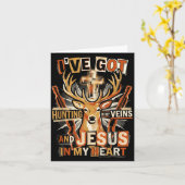Hunting In My Veins Jesus In Heart Christian Deer カード (黄色い花)