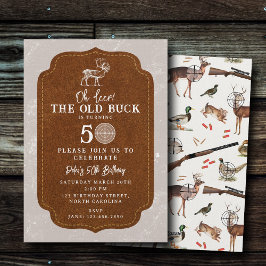 Hunting Oh Deer Old Buck Adult Birthday Party 招待状