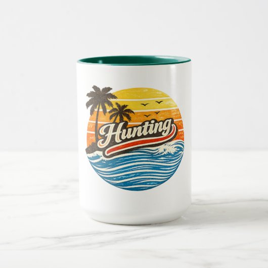 Hunting Retro Sunset Design マグカップ (中央)