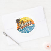 Hunting Retro Sunset Design ラウンドシール (封筒)