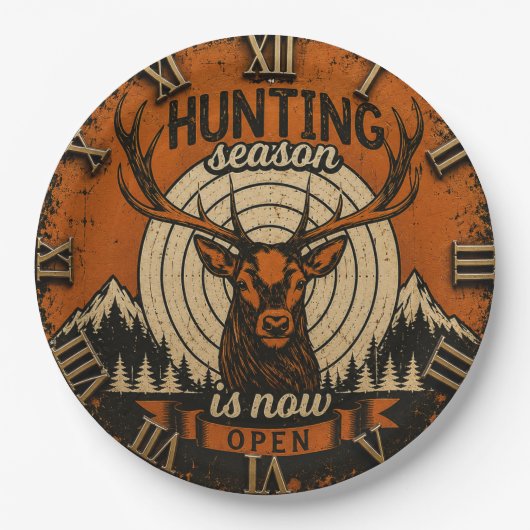 Hunting Season Is Now Open Hunter Cabin ペーパープレート (正面)