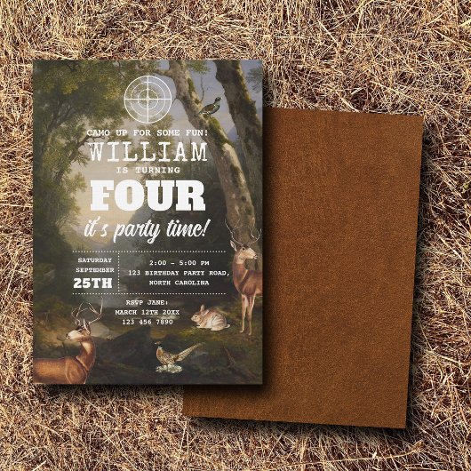 Hunting Wildlife Outdoorsman Kids Birthday Party 招待状