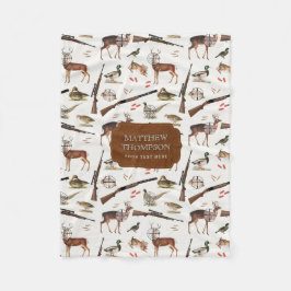Hunting Wildlife Outdoorsman Pattern フリースブランケット