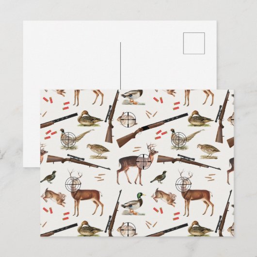 Hunting Wildlife Outdoorsman Pattern ポストカード (正面/裏面)