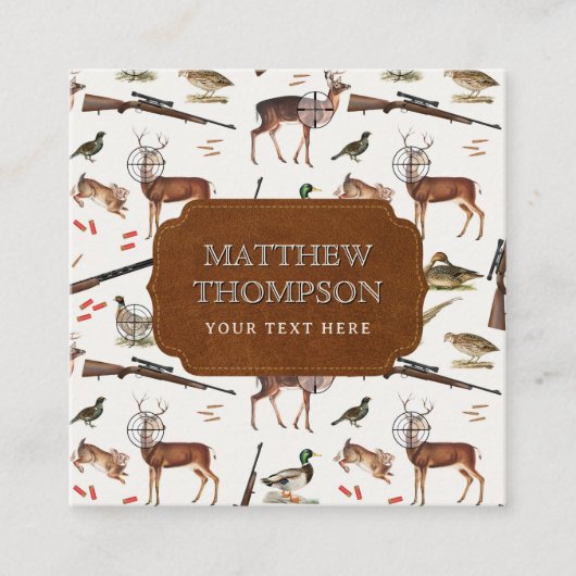 Hunting Wildlife Outdoorsman QR Code Social Media スクエア名刺 (正面)