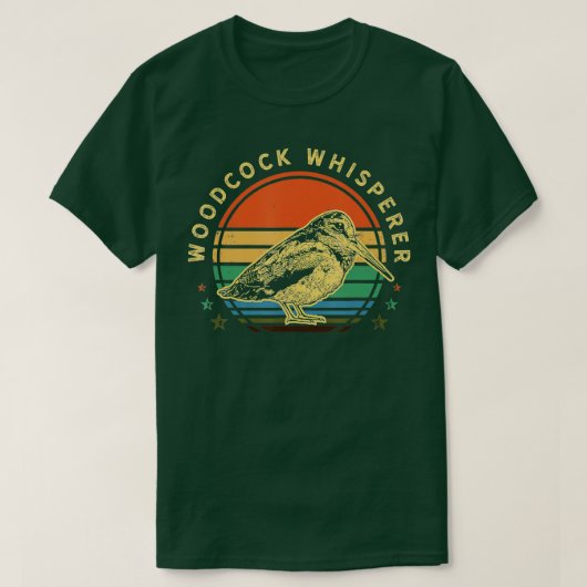 Hunting Woodcock bird retro sunset funny whisperer Tシャツ (デザイン正面)