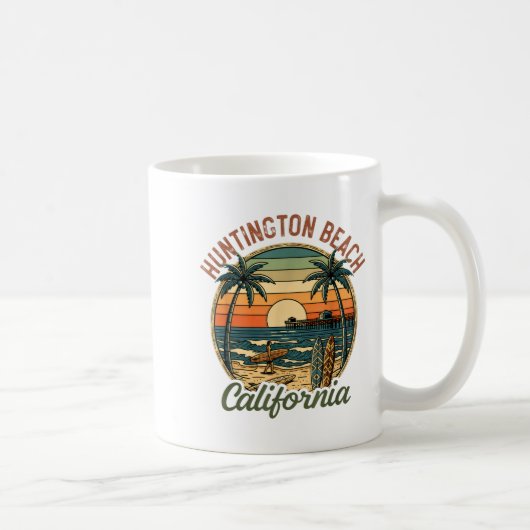 Huntington Beach California Los Angeles Surfer Vin コーヒーマグカップ (右)