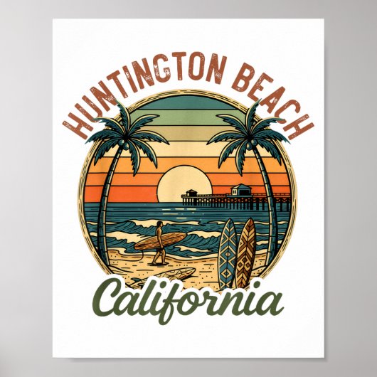 Huntington Beach California Los Angeles Surfer Vin ポスター (正面)