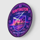 Huntington Beach California Pier ラージ壁時計 (傾斜)
