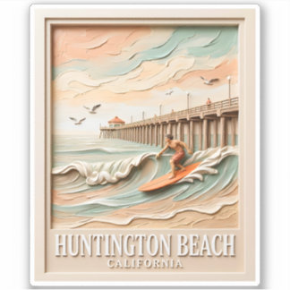 Huntington Beach California Texture Surfer Surfing シール