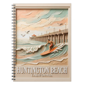 Huntington Beach California Texture Surfer Surfing ノートブック