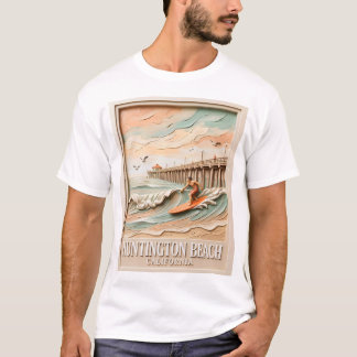 Huntington Beach California Texture Surfer Surfing Tシャツ