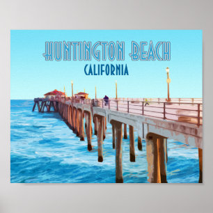 Huntington Beach Pier California Vintage ポスター