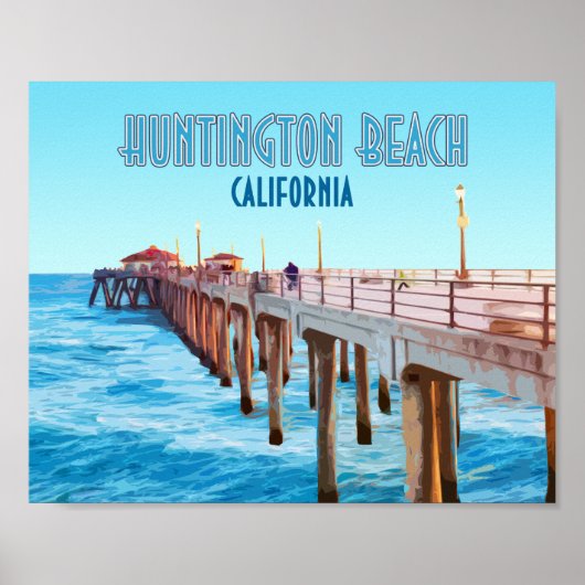 Huntington Beach Pier California Vintage ポスター (正面)