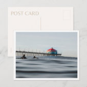 Huntington Beach Pier Surfers at Ruby's Photo ポストカード (正面/裏面)