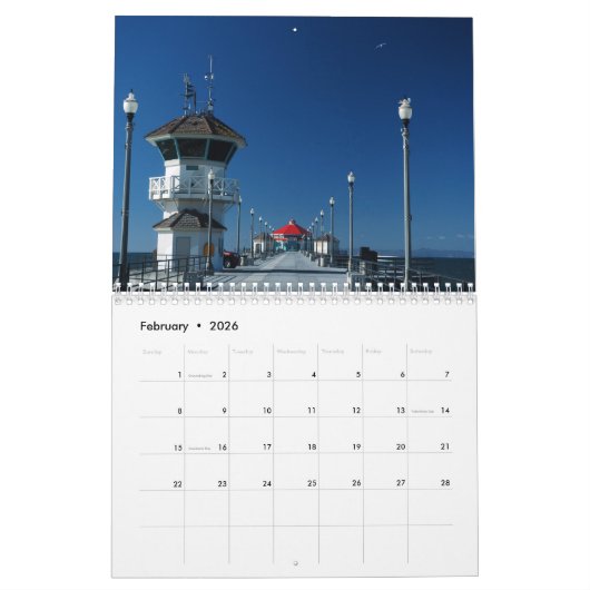 Huntington Beach. Scenes 2026 カレンダー (2月 2026)