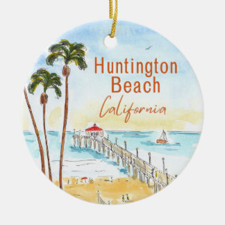 Huntington Beach Surf City USA California セラミックオーナメント
